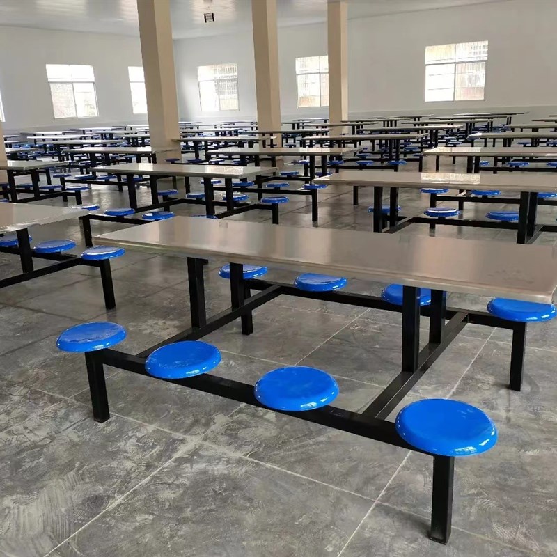 不锈钢餐桌职工食堂连体桌子餐厅多人位快餐桌学校餐厅玻璃钢餐桌