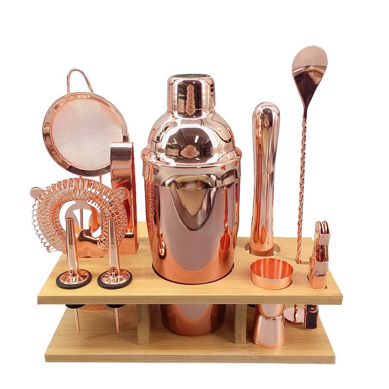 11pcs 750ML C75-11-WGD-34 Rose Gold Color Bartender Kit Wit