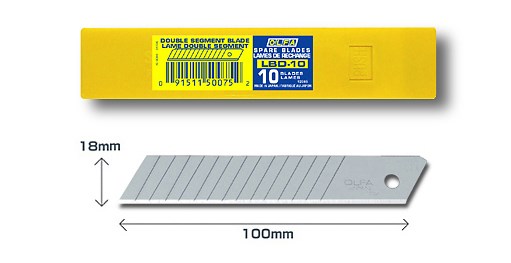 OLFA LBD 10 18mm Double segments heavy duty Snap off Blade