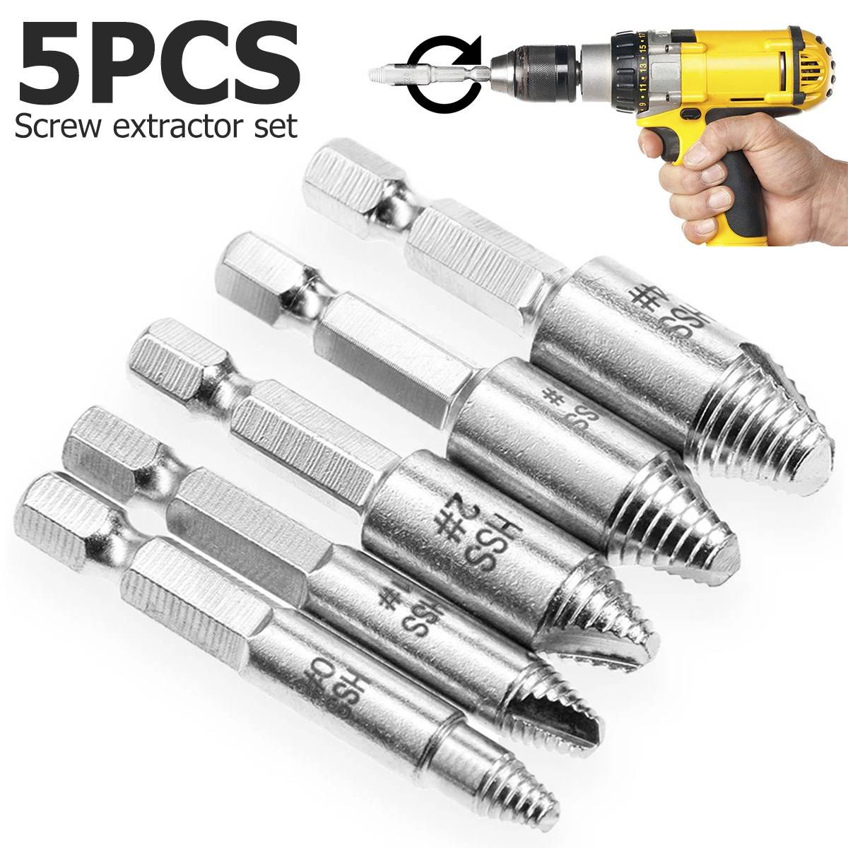 Damaged Screw Extractor Remover Drill Bit Set Disassemble Sc