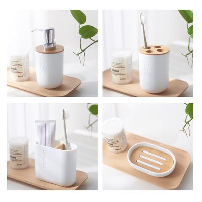 Bamboo wood toothbrush holder, gargle cup, soap box, soap b