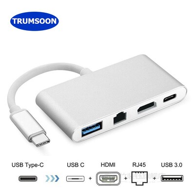 Type-C Thunderbolt 3 to HDMI 4K Ethernet Lan USB C 3.0 Adapt