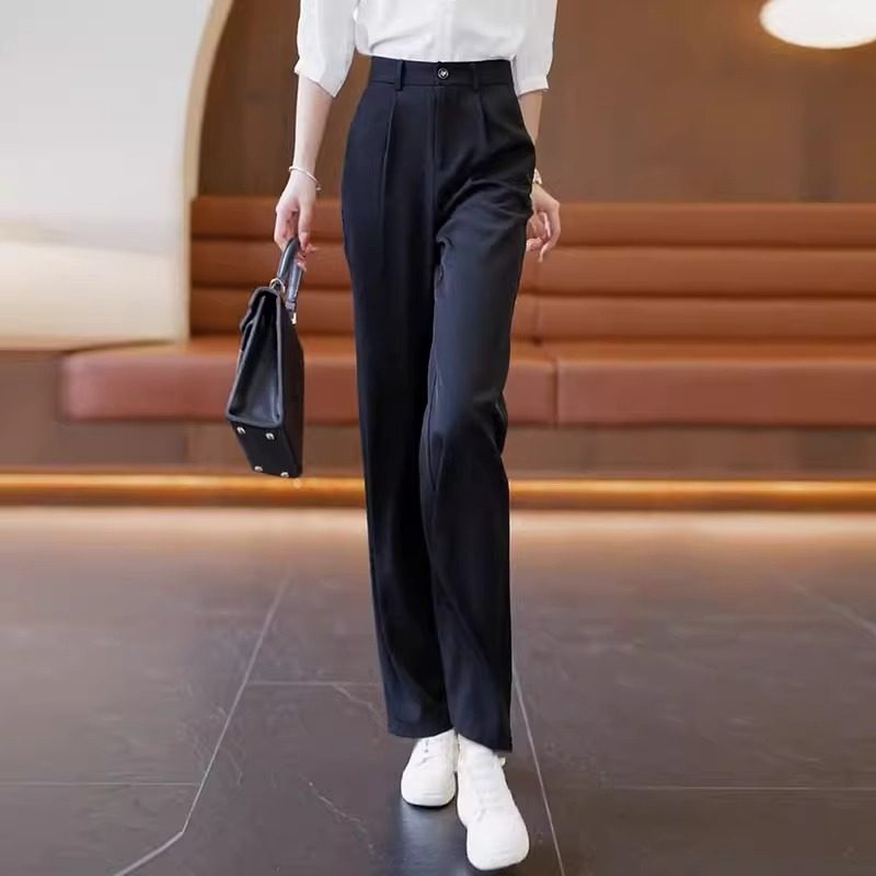 窄版冰丝阔腿裤女夏薄款2024新款显瘦小个子黑色直筒,女装/女士精品,大码裤装,淘宝优惠券,粉丝福利购,淘宝优惠卷