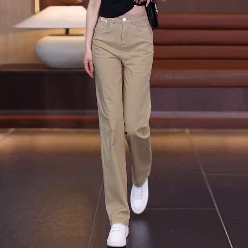 纯棉软牛仔窄版阔腿裤女2024秋季新款宽松显瘦垂感休闲直筒裤,女装/女士精品,大码裤装,淘宝优惠券,粉丝福利购,淘宝优惠卷