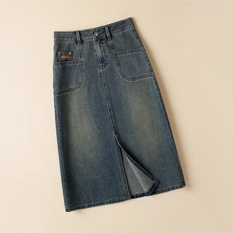 牛仔女春秋2024新款中长款开叉裙一步a字包臀,女装/女士精品,大码裤装,淘宝优惠券,粉丝福利购,淘宝优惠卷