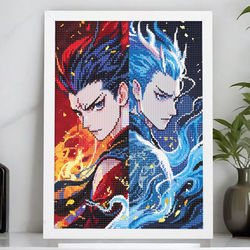 哪吒之魔童闹海钻石画儿童手工diy制作材料包敖丙砖石点粘贴画框