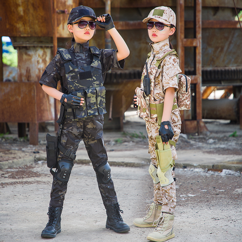 儿童迷彩套装特种兵男童军训服拓展训练表演服沙漠数码摩羯款