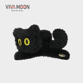 2025新款 韩版 毛绒立体猫咪抓夹可爱盘发鲨鱼夹发夹子女后脑勺发抓