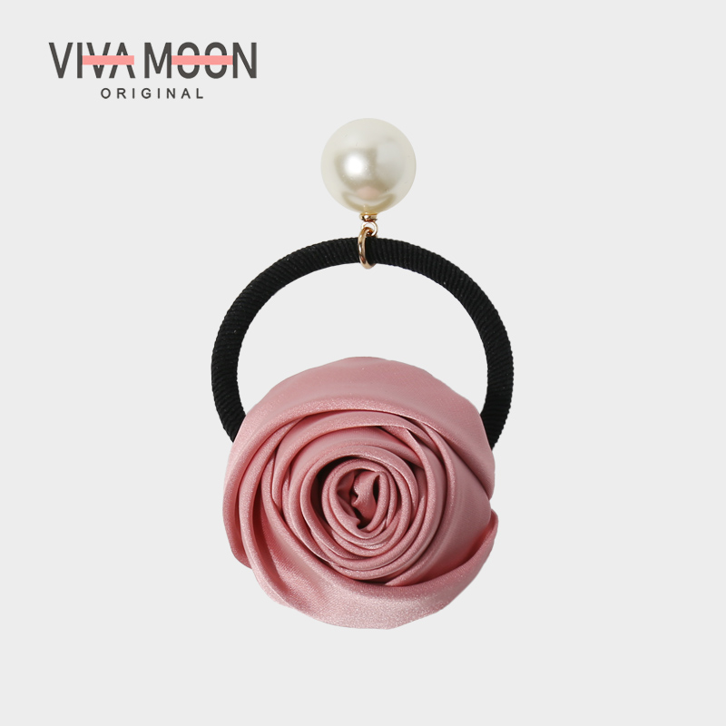 2025新款韩国玫瑰花朵发圈女高弹力扎马尾后脑勺丸子头绳扎头发绳