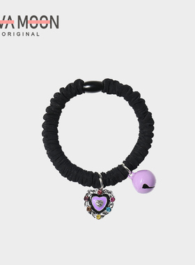 复古潮流铃铛紫色爱心彩钻肠圈个性百搭大肠发圈丸子头皮筋扎马尾