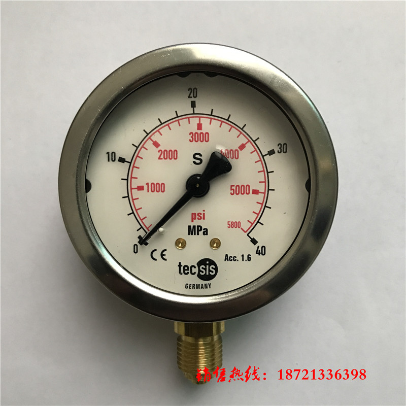 供应德国tecsis原装压力表 耐震压力表 63表径P1454 0-40MPA