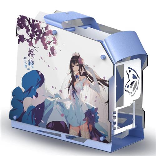 炽果盈通zc-09玫瑰樱瞳花嫁限量版matx侧透全铝合金迷你水冷机箱