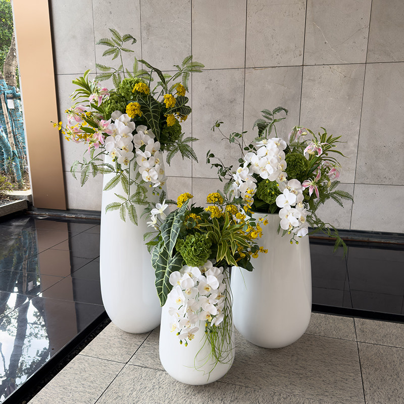 落地花瓶花艺彷真蝴蝶兰绣球花展厅样板间景观酒店公司大堂装饰花