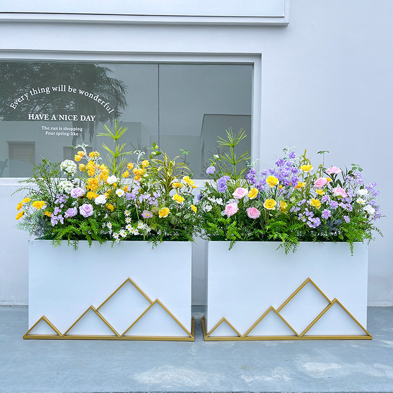 莫奈风仿真玫瑰绣球田园花艺高档店铺门口装饰花围栏隔断花园造景