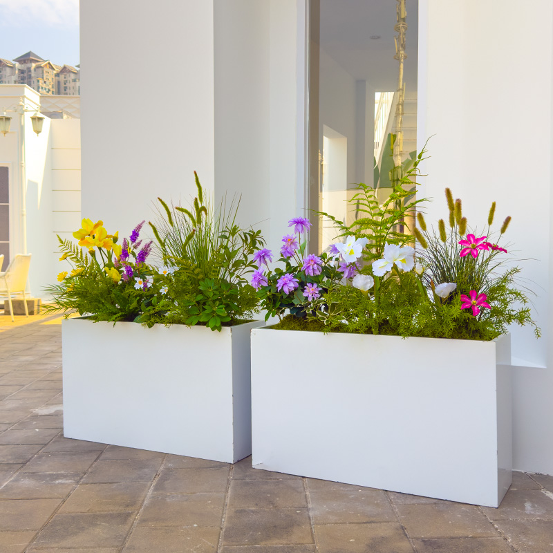 喜语仿真鸾尾花落地花箱景观隔断