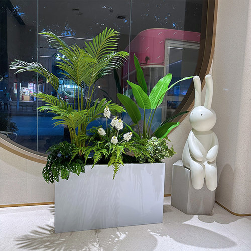喜语仿真天堂鸟铁艺花箱绿植隔断