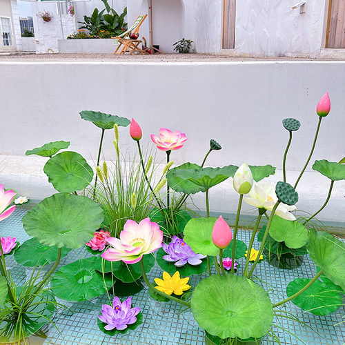 喜语高档仿真PU水池莲花荷花