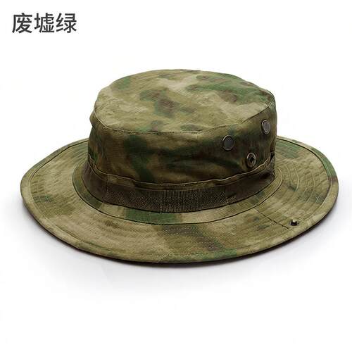 军迷圆边奔尼帽蟒纹迷彩防晒户外