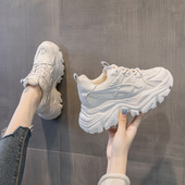 女潮ins2024春季 新款 厚底松糕休闲运动鞋 真皮老爹鞋 百搭增高女鞋