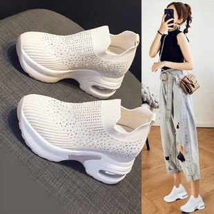 厚底8cm一脚蹬乐福鞋 新款 子女网面透气2025春季 内增高运动休闲鞋