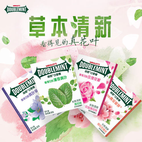 绿箭口香糖12片32g盒装薄荷青柠玫瑰桂花乌龙箭牌清新口气便携装