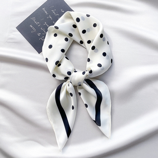 职业装 搭配衬衫 护颈围脖围巾 2025新款 波点小方巾丝巾女包头巾夏季