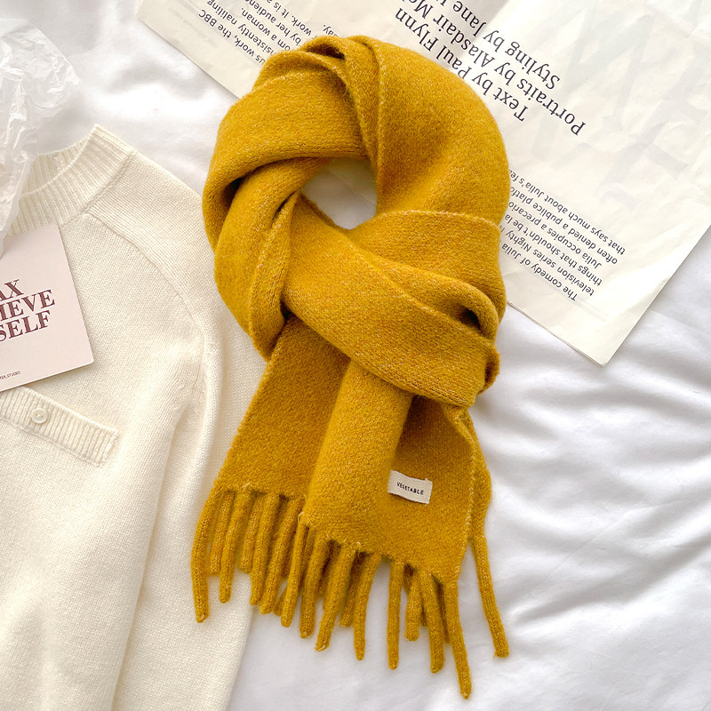 纯色围巾毛线针织女秋冬季