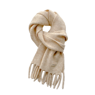 纯色姜黄色短围巾女学生秋冬季厚保暖毛线针织软糯护颈儿童小围脖