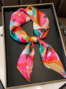 小方巾丝巾女四方形纱巾搭配衬衫春秋冬季护颈围脖子薄围巾70x70