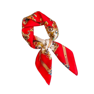 大红色小方巾丝巾女春秋冬季搭配衬衫护颈围脖子薄围巾纱巾70x70