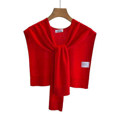 针织小披肩外搭肩女大红色春秋夏季衬衫毛衣空调护颈围脖子薄围巾