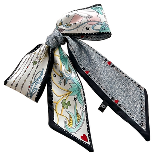 法式春秋小长条细窄丝巾女绑包薄丝带扎头编发带发绳头饰飘带领巾