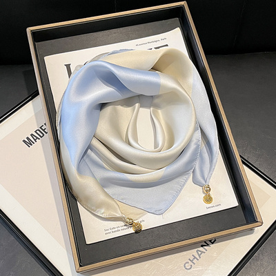 磁吸扣小方巾三角丝巾女春秋夏季防晒搭配衬衫护颈围脖子纱巾围巾