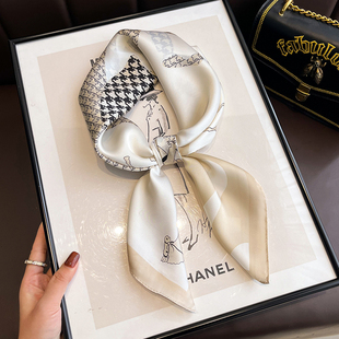 护颈围脖子薄围巾70 搭配衬衫 米白色小方巾丝巾女春秋夏季 2025新款