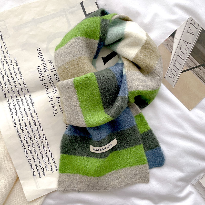 2025新款撞色条纹彩虹围巾女生秋冬季加厚保暖针织毛线小围脖学生,服饰配件/皮带/帽子/围巾,围巾/丝巾/披肩,淘宝优惠券,粉丝福利购,淘宝优惠卷