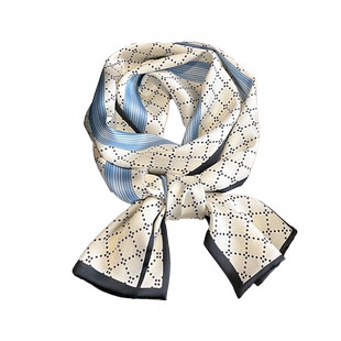 白色小长条窄丝巾女春秋冬季护颈围脖搭配衬衫飘带丝带领带薄围巾