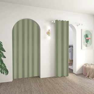 服装店试衣间门帘定制店铺商用隔断高档窗帘黑色帘子更衣室布帘