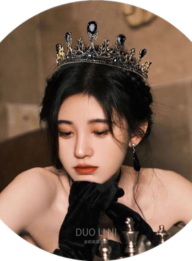 黑色皇冠十八岁生日女王冠皇冠头饰生日超仙结婚头饰18岁2026新款