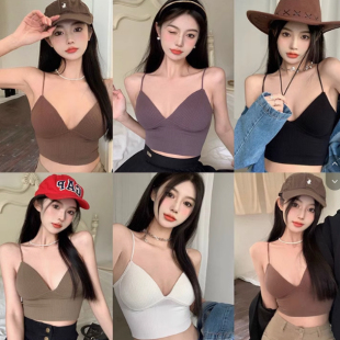 春夏新品 固定杯裹胸防走光外穿打底抹胸tyk 小吊带美背背心一体式