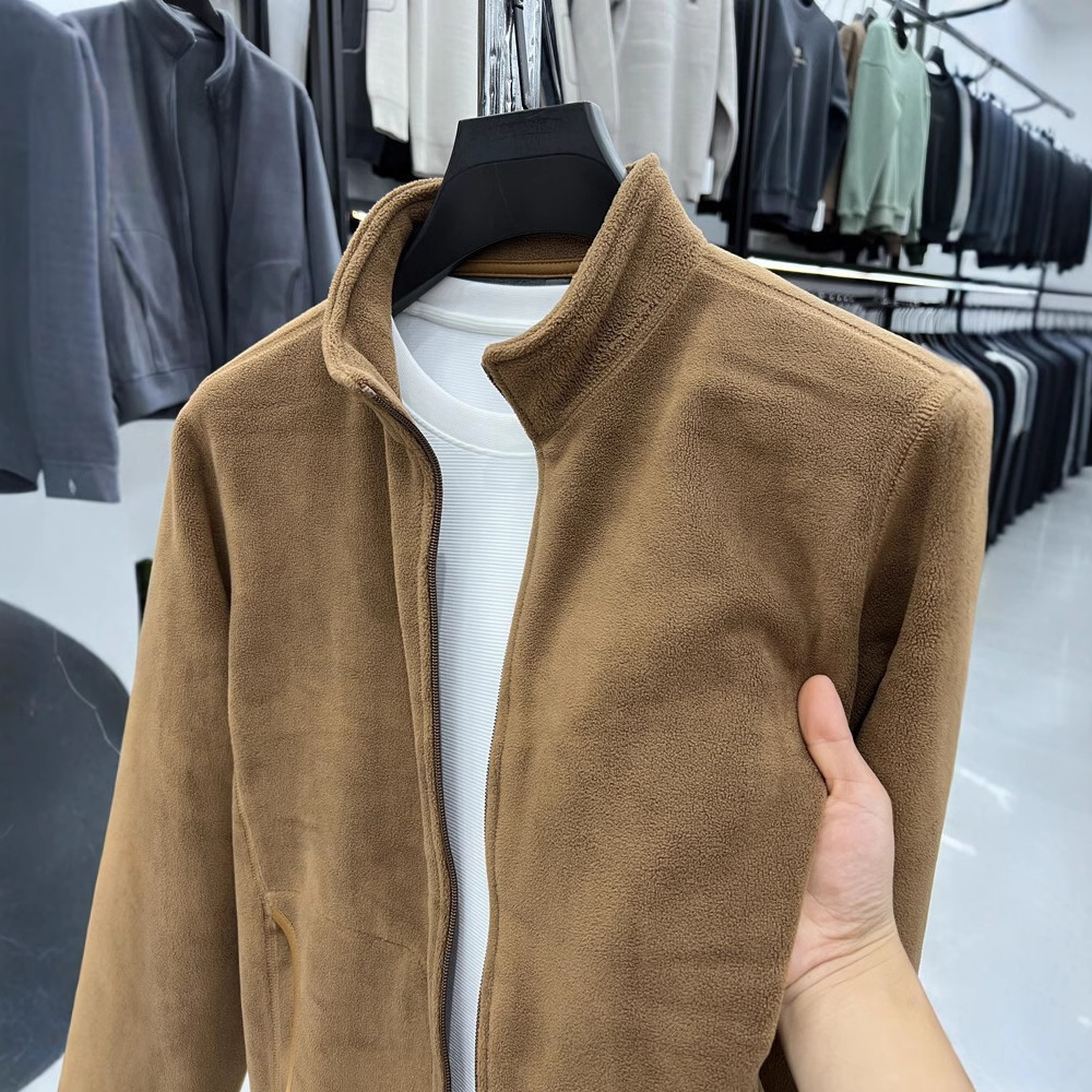 男士卫衣2025新款秋冬季奥粒绒外套立领拉链开衫加绒保暖夹克