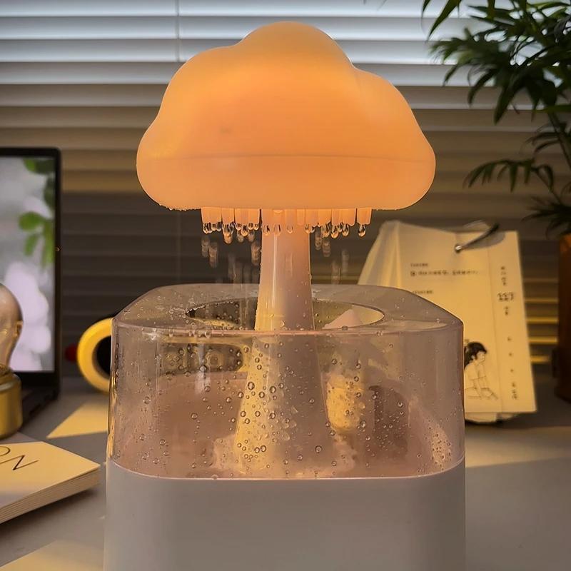 云朵下雨加湿器小夜灯创意蘑菇香薰雨滴雾化助眠送朋友闺蜜的礼物