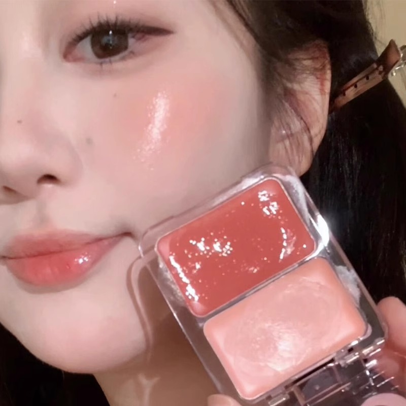 双色水光腮红膏奶油滋润贴肤氛围