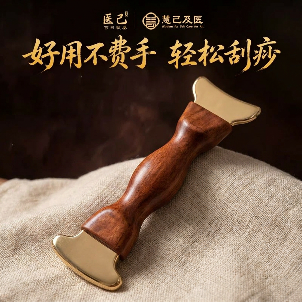 医己自刮椎背部专用脖子神器养生馆手持刮痧板铜板全身通用经络