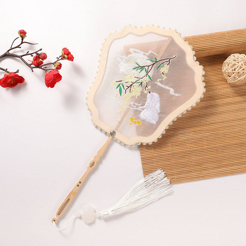 古风扇子中国风团扇古装汉服宫扇兔子绣花刺绣流苏摄影道具舞蹈扇,居家日用,扇子,淘宝优惠券,粉丝福利购,淘宝优惠卷