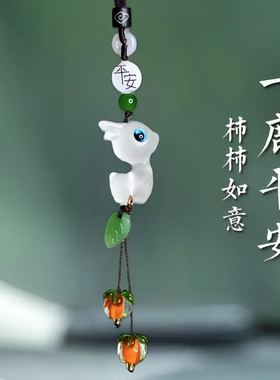 夜光小鹿柿柿如意一鹿平安摆件