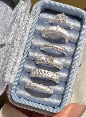 富家千金~高级感闪钻拉丝开口戒指女轻奢小众指环2025新款食指戒