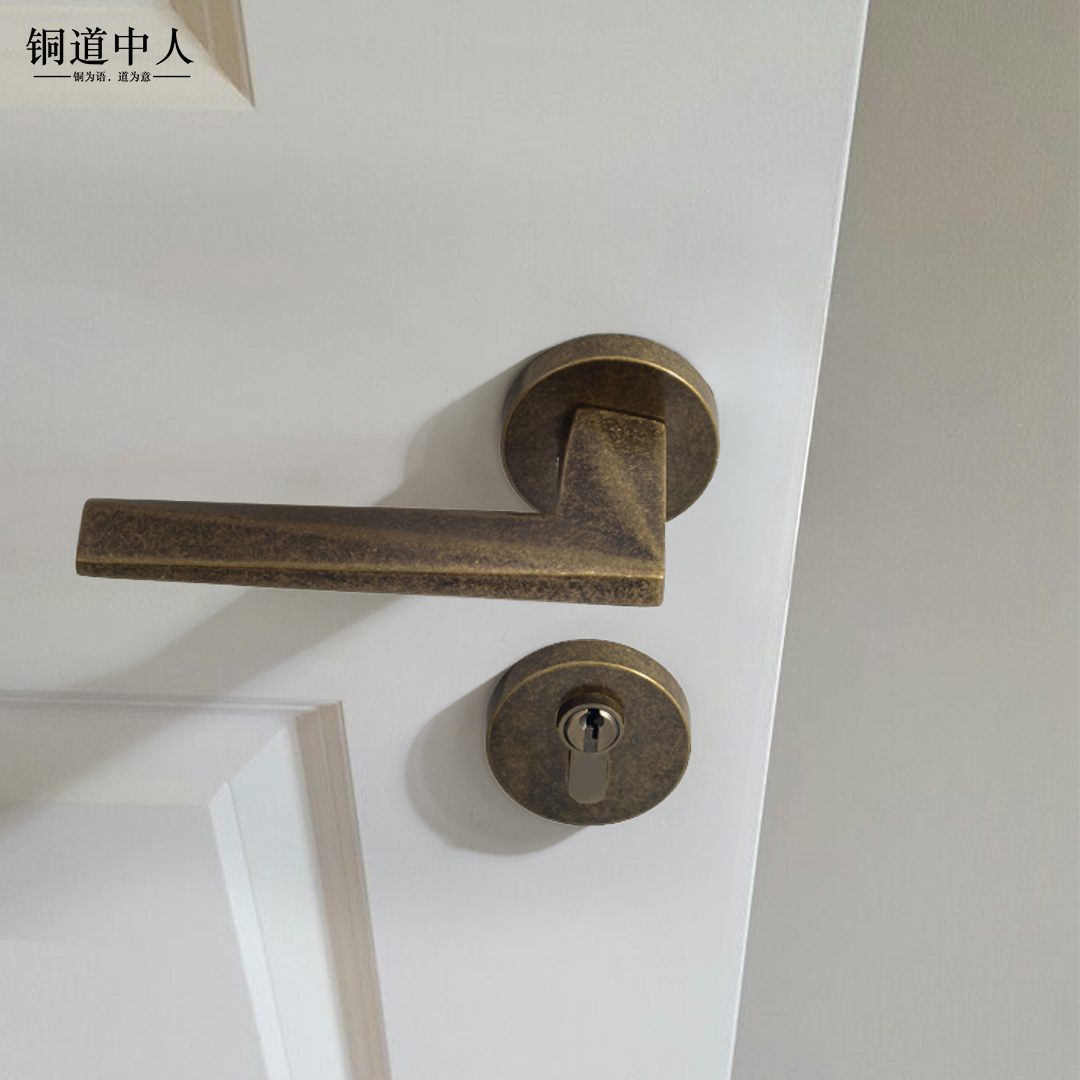 铜道中人黄铜美式复古机械房门锁