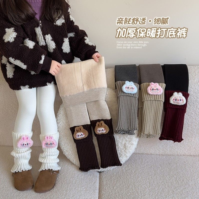 儿童打底裤秋冬女童九分裤不连脚加绒裤女孩裤袜一体绒保暖裤童裤