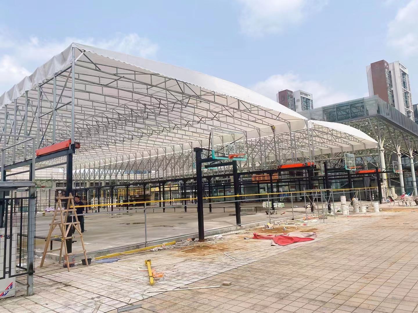 电动雨棚大型篮球场室外顶蓬遮阳移动遥控伸缩轨道厂房过道推拉篷