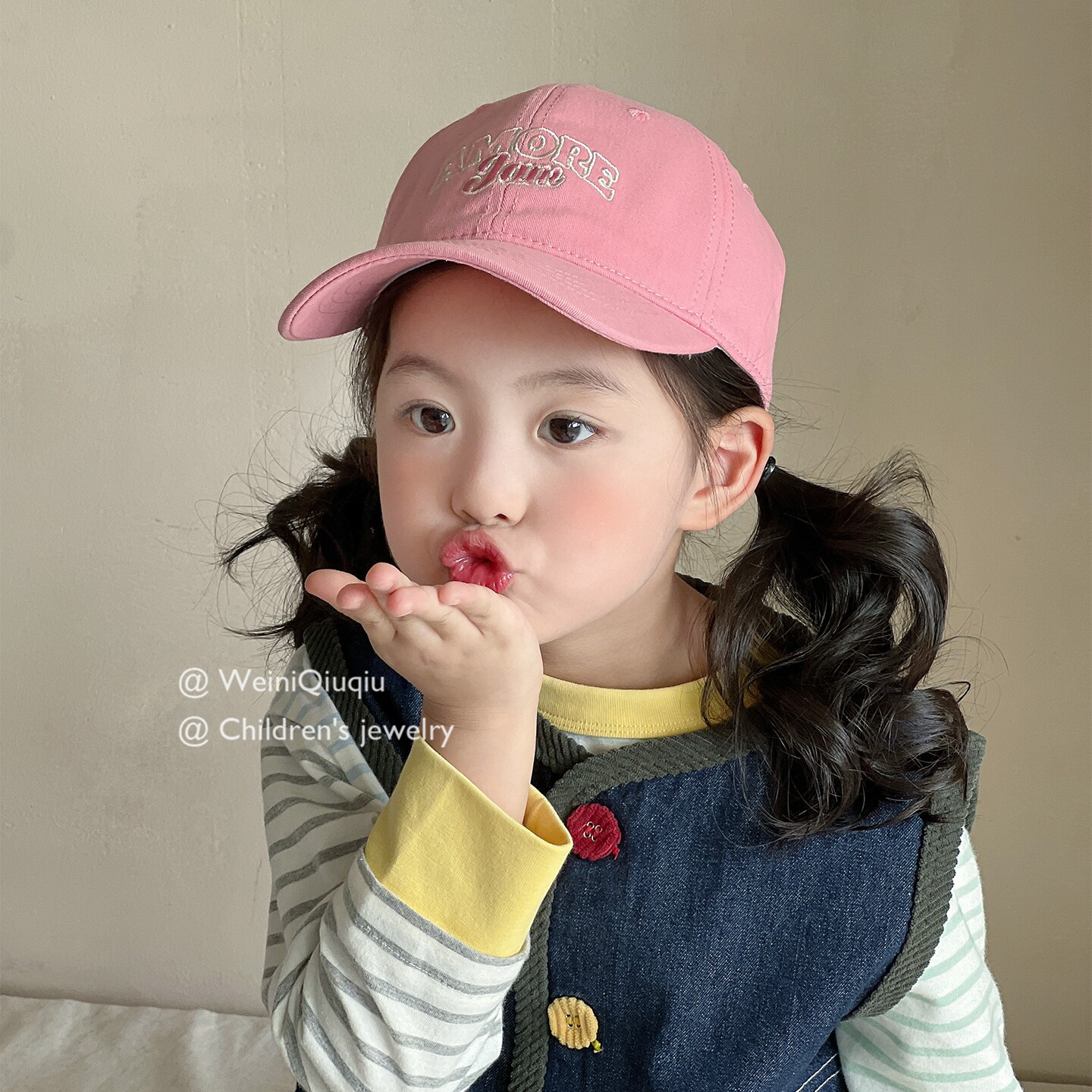 夏季女童防晒棒球帽韩系百搭字母刺绣儿童遮阳帽透气薄款鸭舌帽潮
